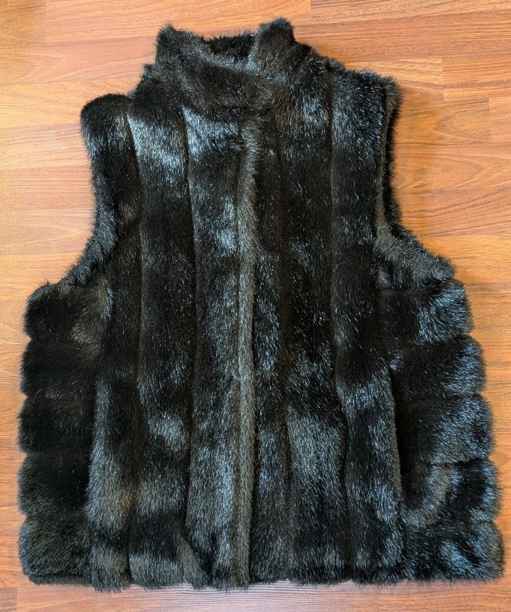 Vintage Lauren Meren Fur Vest Womens L Brown Made USA Full Length Glam Vintage